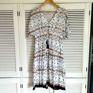 Rubyyaya Midi Dress with Sequin and Fringe Detail